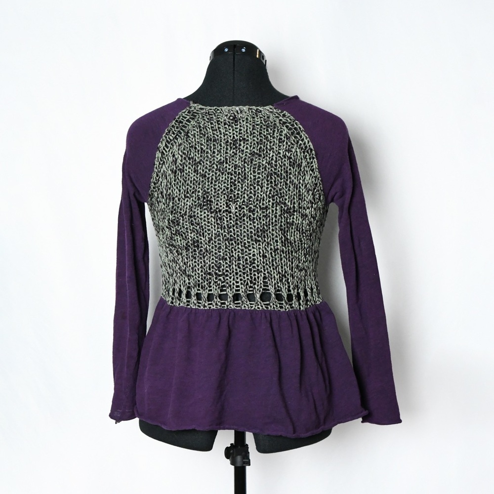 Anthropologie V-Neck Buttoned Sweater Peplum - Picture 3 of 5